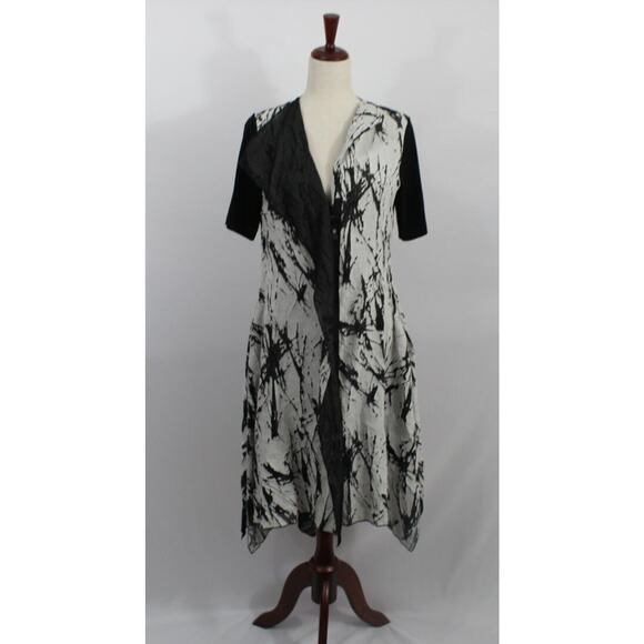 XD Xenia Design Sz 38 L 8 Black Gray Linen Blend Lagenlook Dress - Picture 10 of 10